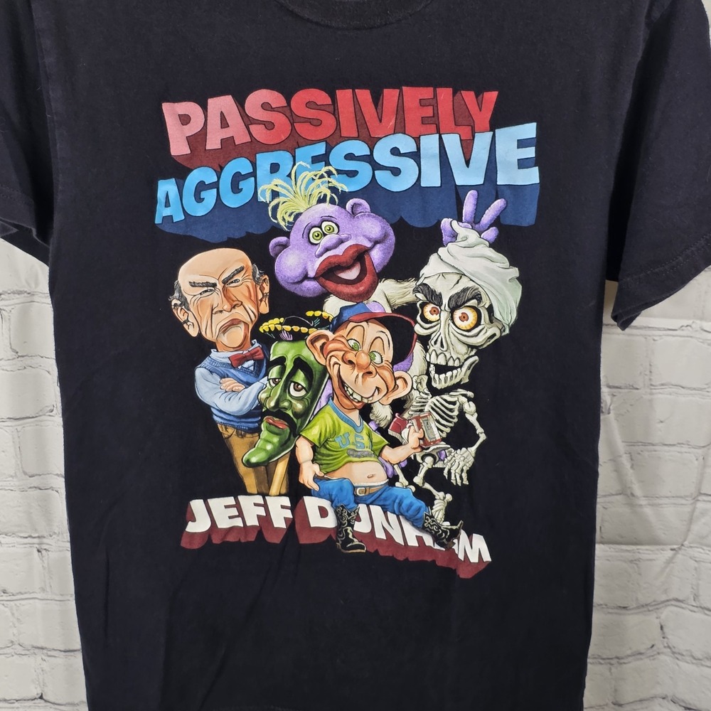 Jeff Dunham Passive Aggressive Tour Shirt Mens Medium M‎ Black Graphic Art B-D